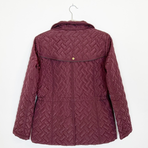 Cole Haan Signature Quilted Jacket Snap Full Zip Outerwear Coat Burgundy Medium - Picture 3 of 8